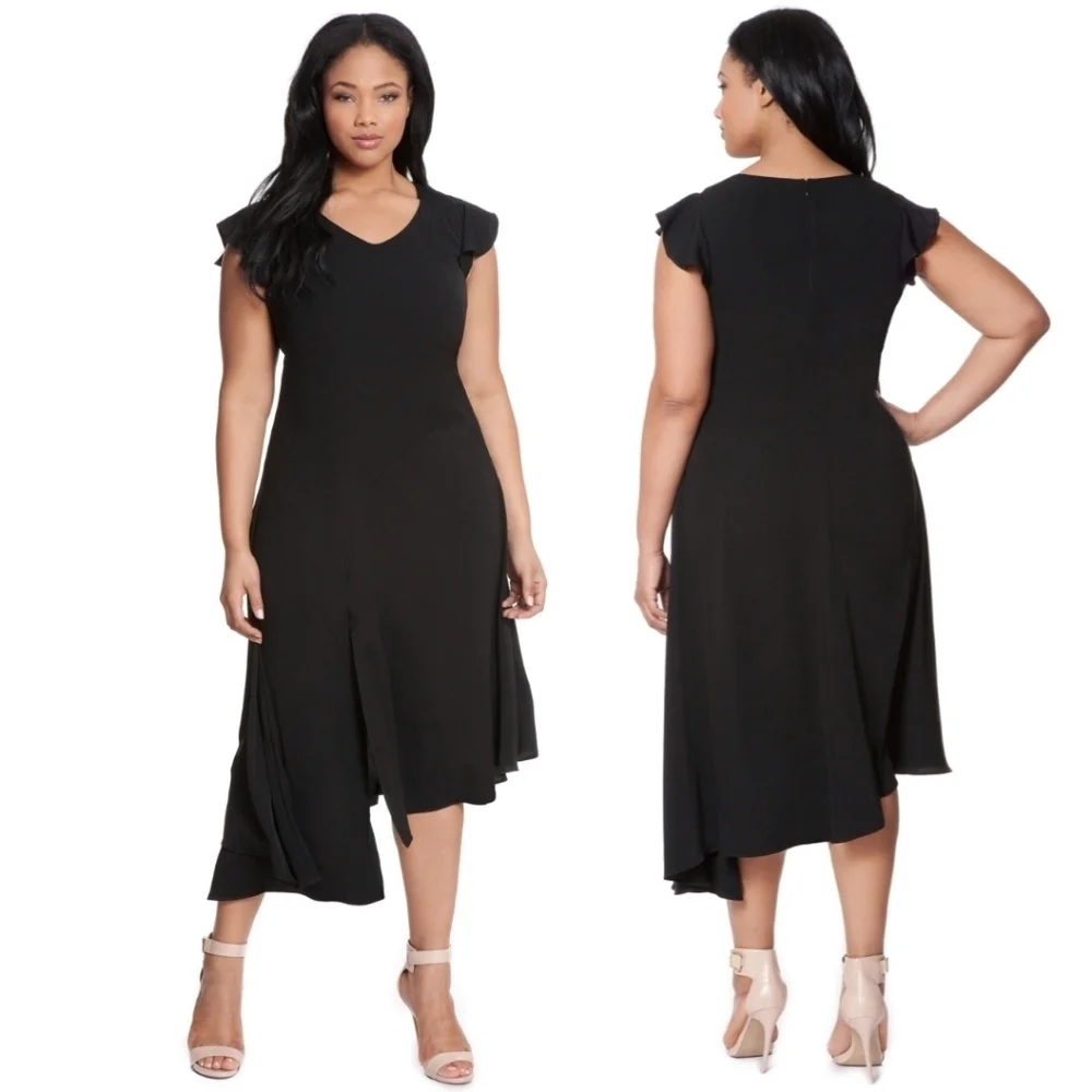 Eloquii | Black Asymmetrical Dress